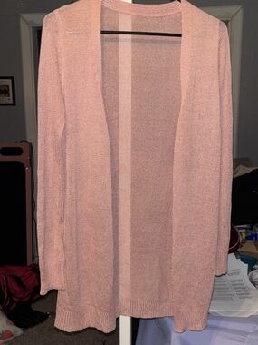 Blush Pink Open-Front Women's Cardigan Sweater